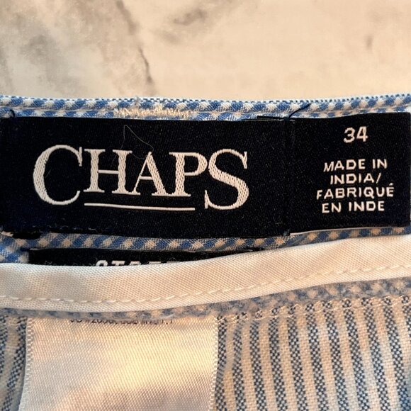 Mens‎ CHAPS Stretch Shorts Size 34 Pre-owned Blue/White Striped Summer - Picture 3 of 7